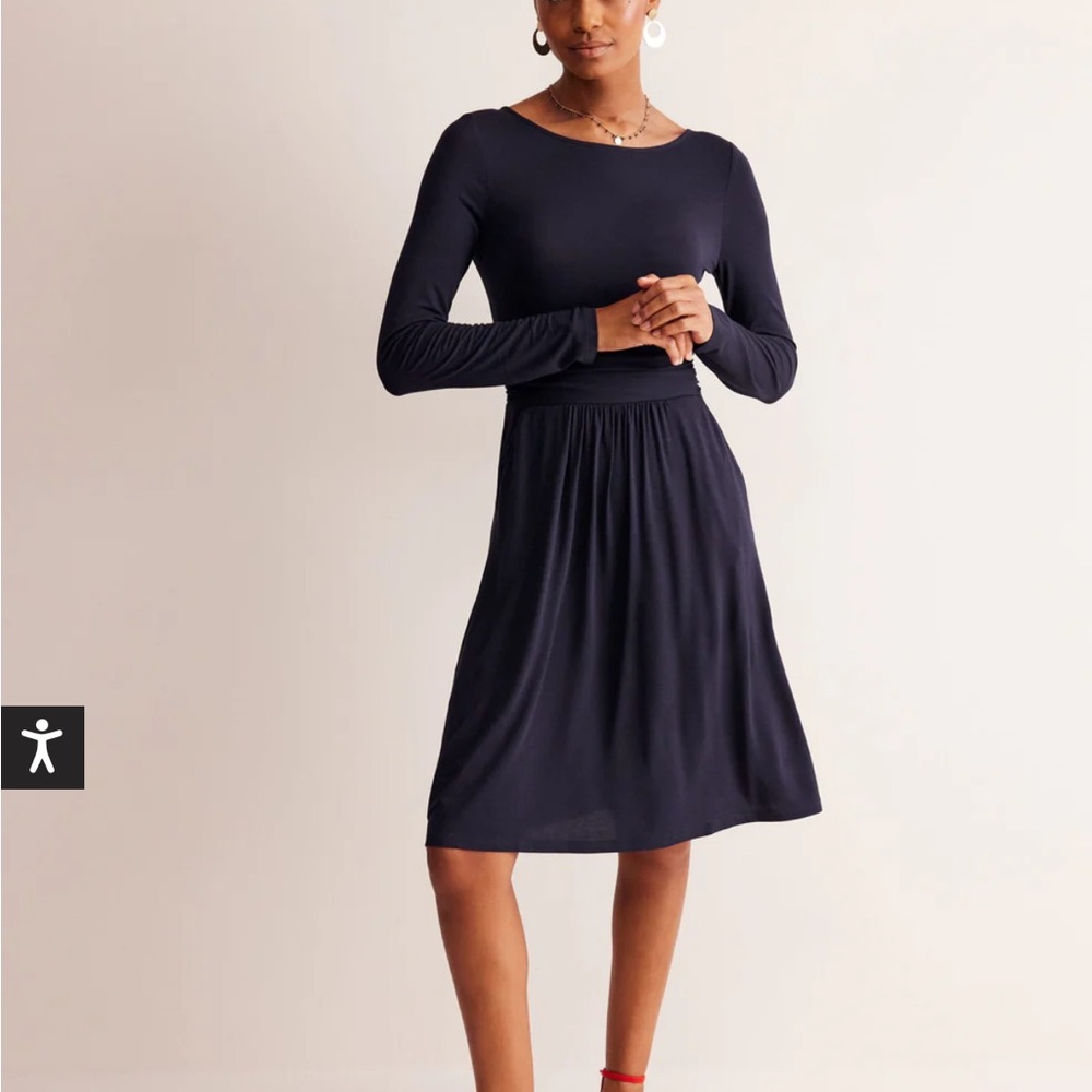 Boden Long Sleeve Jersey Midi Dress Navy 6 P